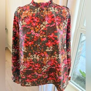 Chic Floral Women's Blouse in Pink and Red size Small